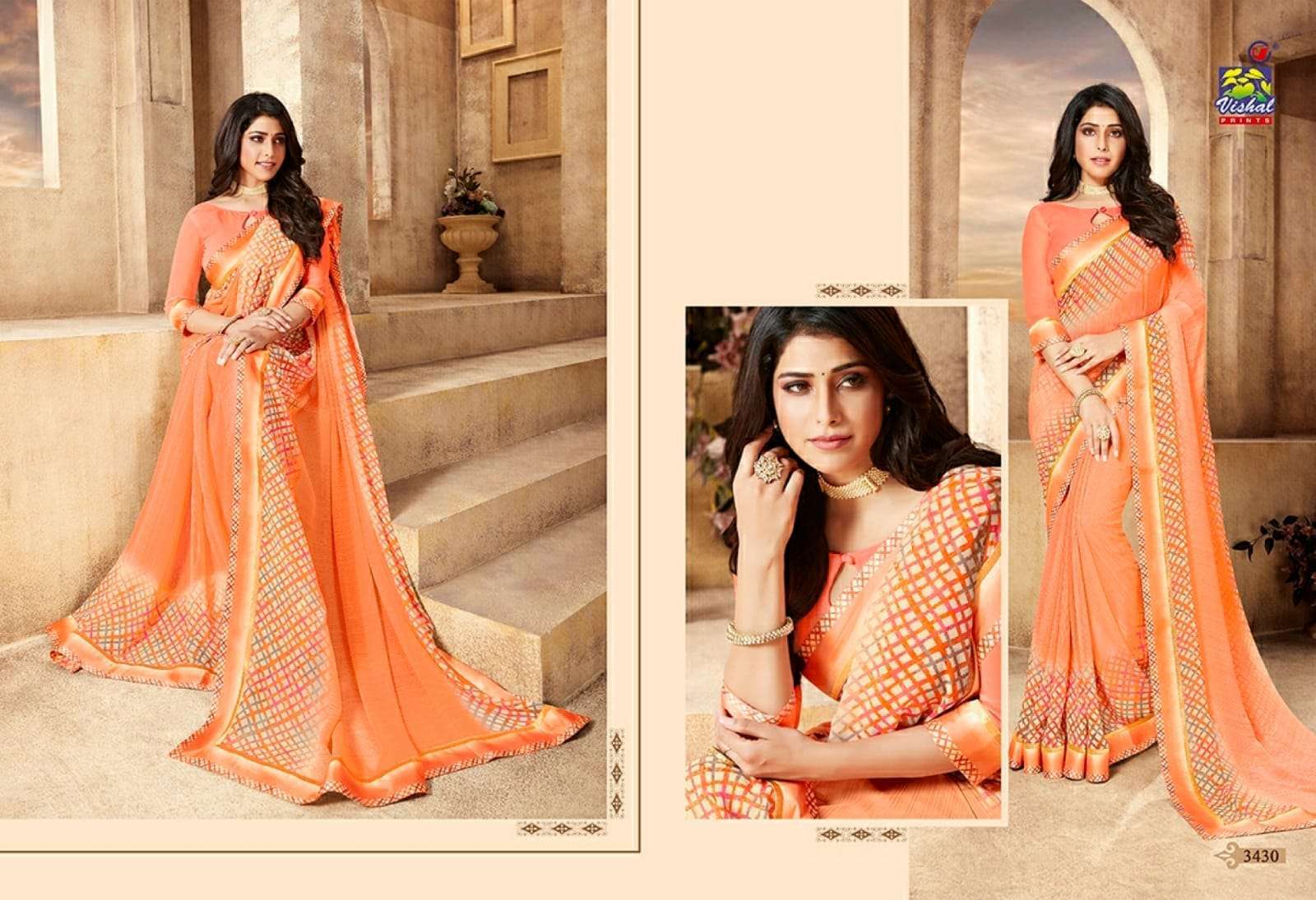 Vishal presents rutba georgette printed sarees catalog wholesaler 