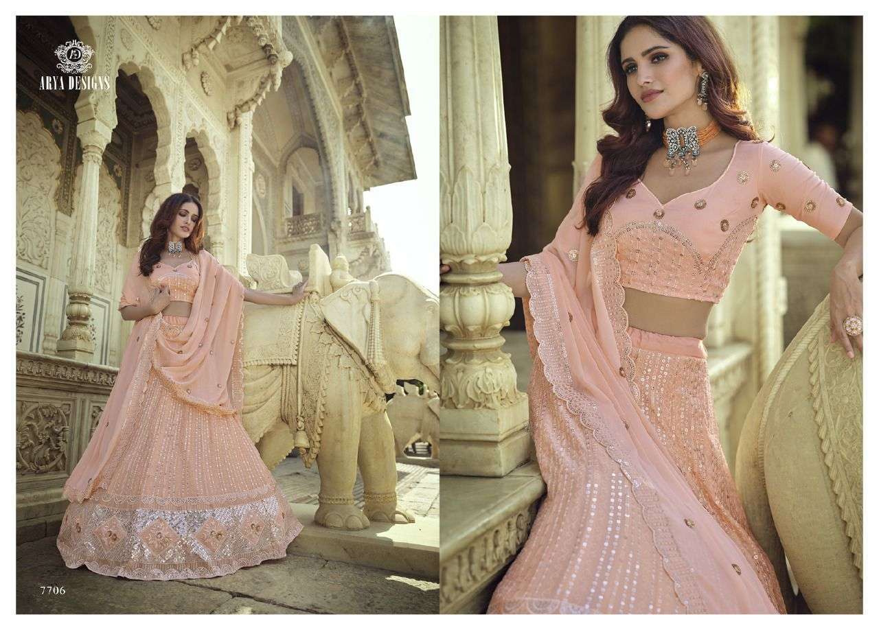ARYA DESIGNES PRESENTS KHWAAB VOL-4 GEORGETTE EXCLUSIVE FANCY WEDDING LEHENGAS CATALOG WHOLESALER