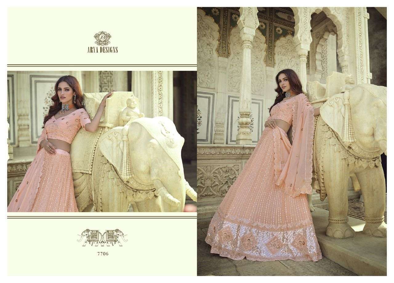 ARYA DESIGNES PRESENTS KHWAAB VOL-4 GEORGETTE EXCLUSIVE FANCY WEDDING LEHENGAS CATALOG WHOLESALER
