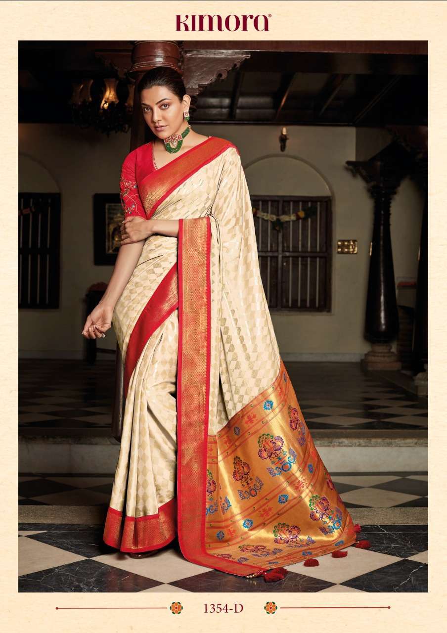 Kimora presents sunehri 1354 colors silk designer sarees catalog wholesaler 