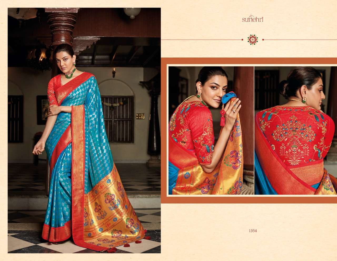 Kimora presents sunehri 1354 colors silk designer sarees catalog wholesaler 