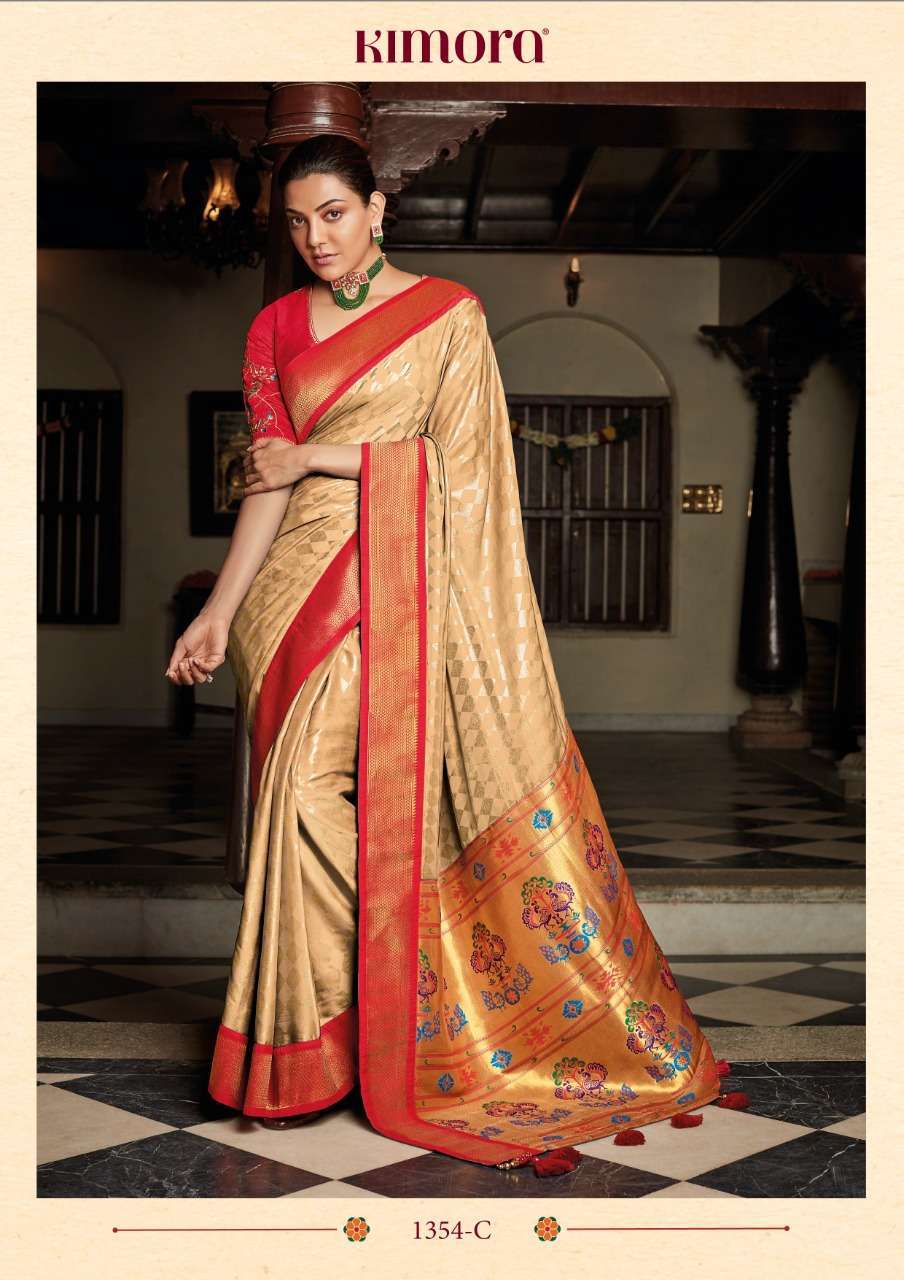 Kimora presents sunehri 1354 colors silk designer sarees catalog wholesaler 
