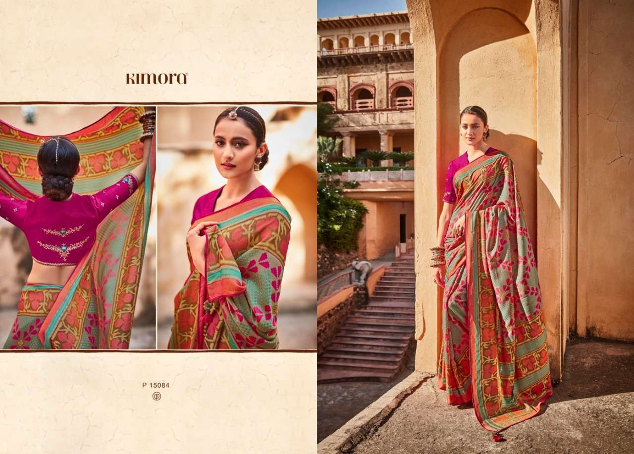 Kimora presents meera vol-5 15081-15091 brasso designer fancy sarees catalog wholesaler