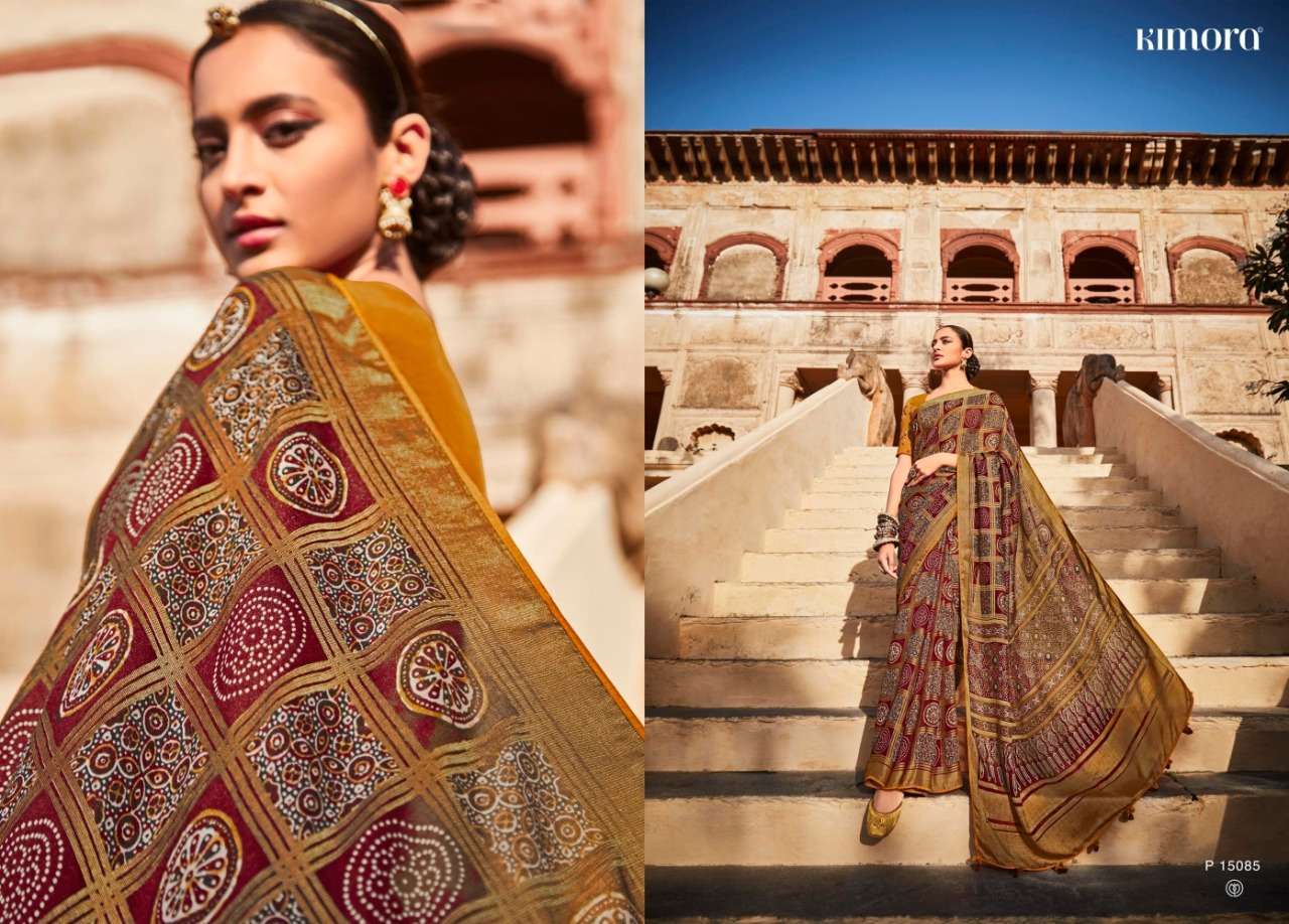 Kimora presents meera vol-5 15081-15091 brasso designer fancy sarees catalog wholesaler