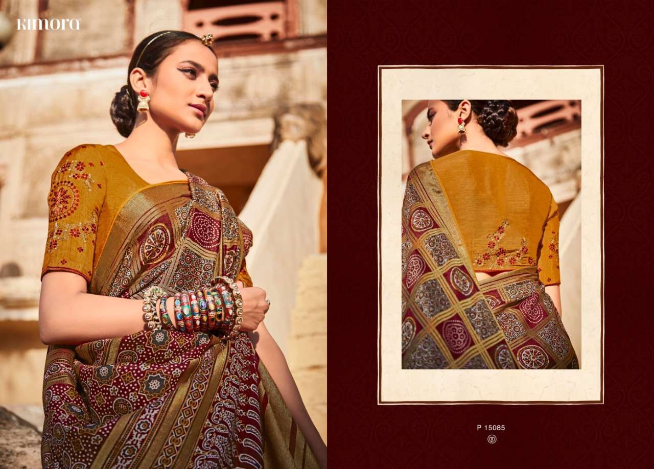 Kimora presents meera vol-5 15081-15091 brasso designer fancy sarees catalog wholesaler