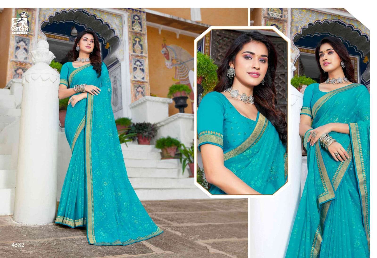 Vishal presents Nimrat georgette printed sarees catalog wholesaler 