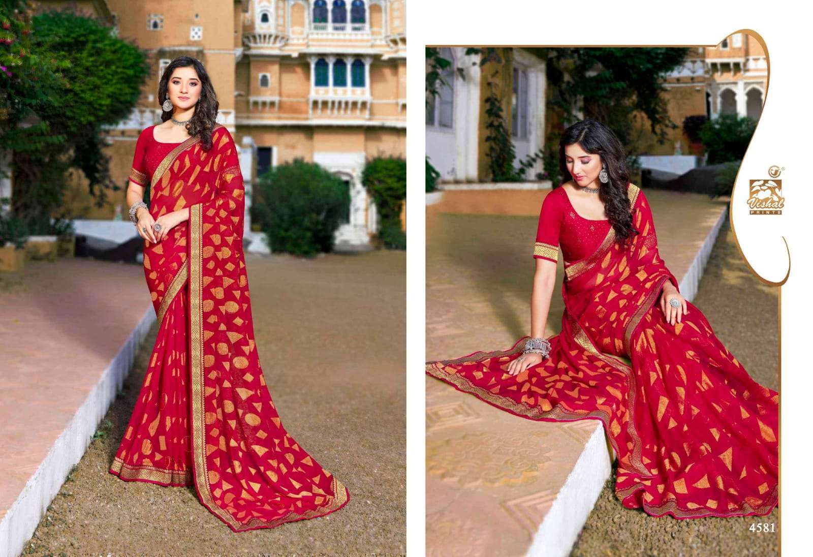 Vishal presents Nimrat georgette printed sarees catalog wholesaler 