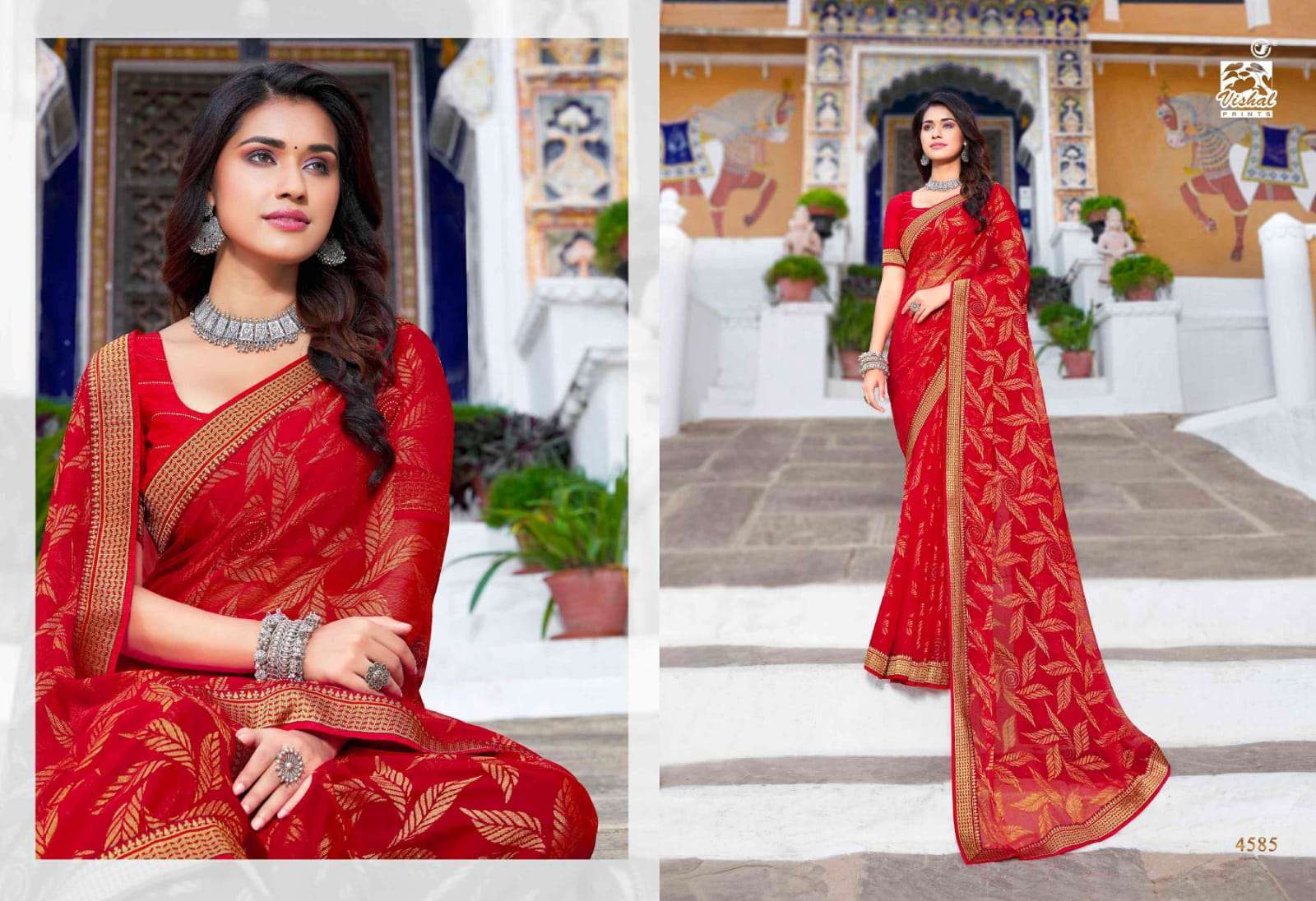 Vishal presents Nimrat georgette printed sarees catalog wholesaler 