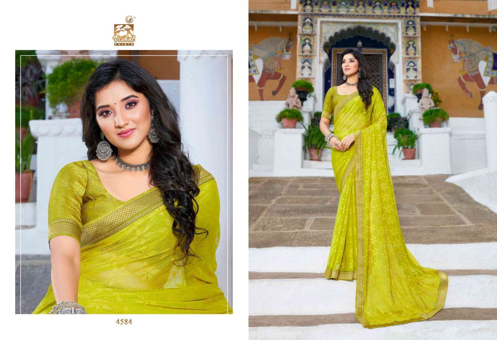 Vishal presents Nimrat georgette printed sarees catalog wholesaler 