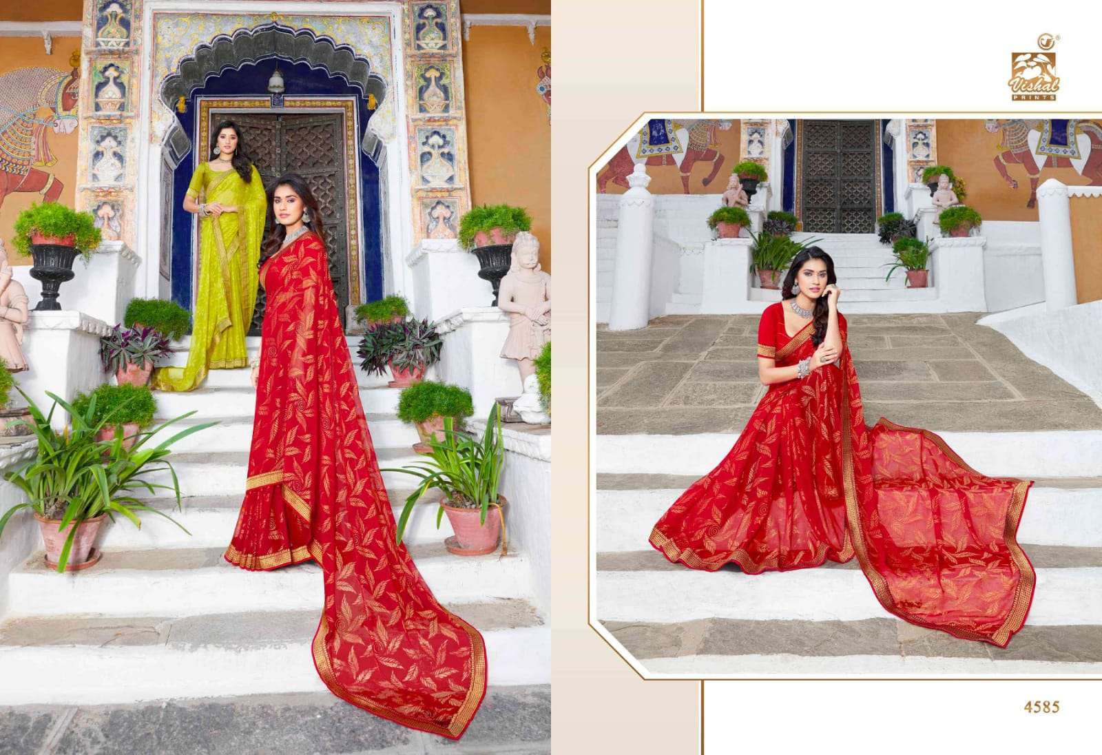 Vishal presents Nimrat georgette printed sarees catalog wholesaler 