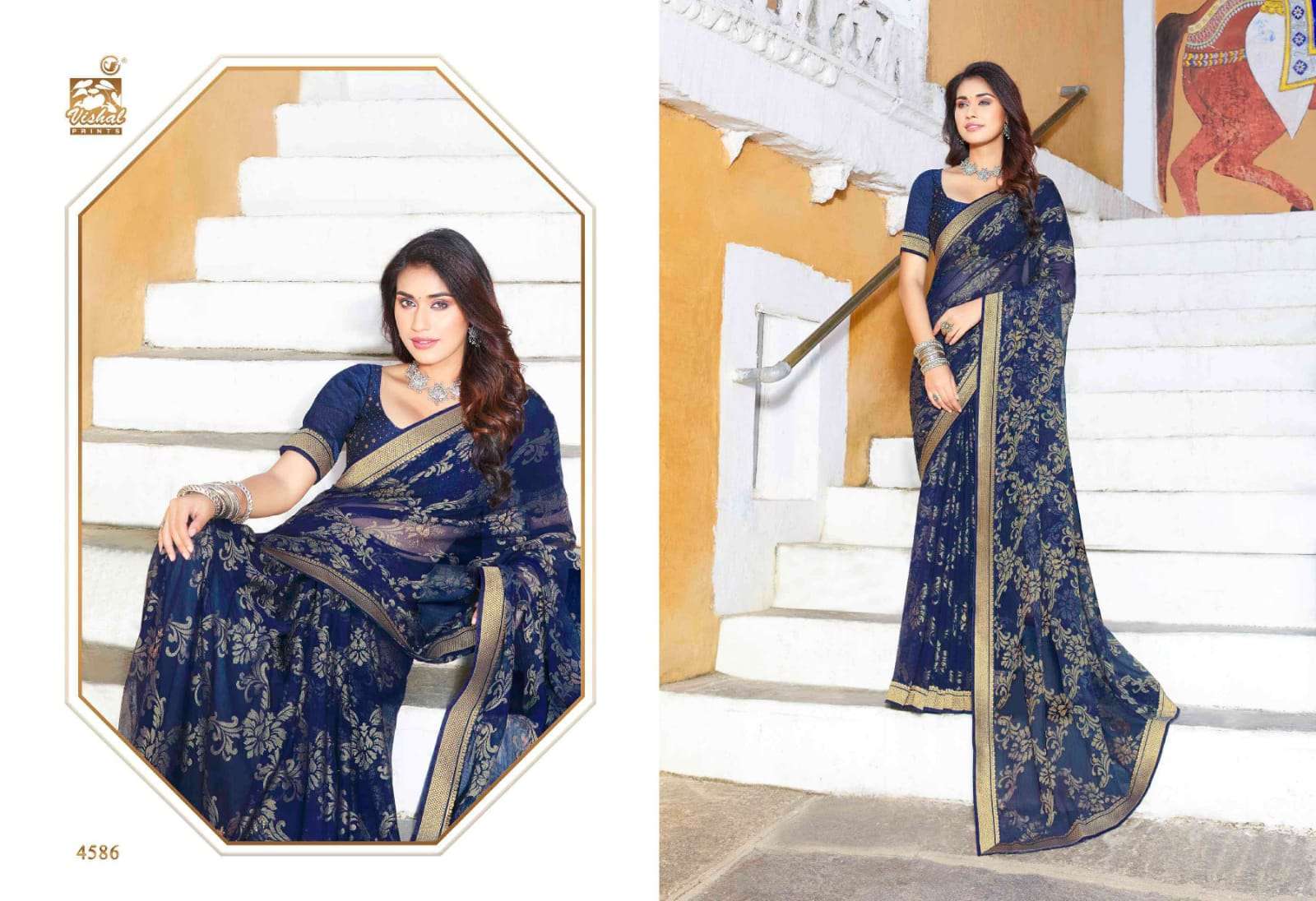 Vishal presents Nimrat georgette printed sarees catalog wholesaler 