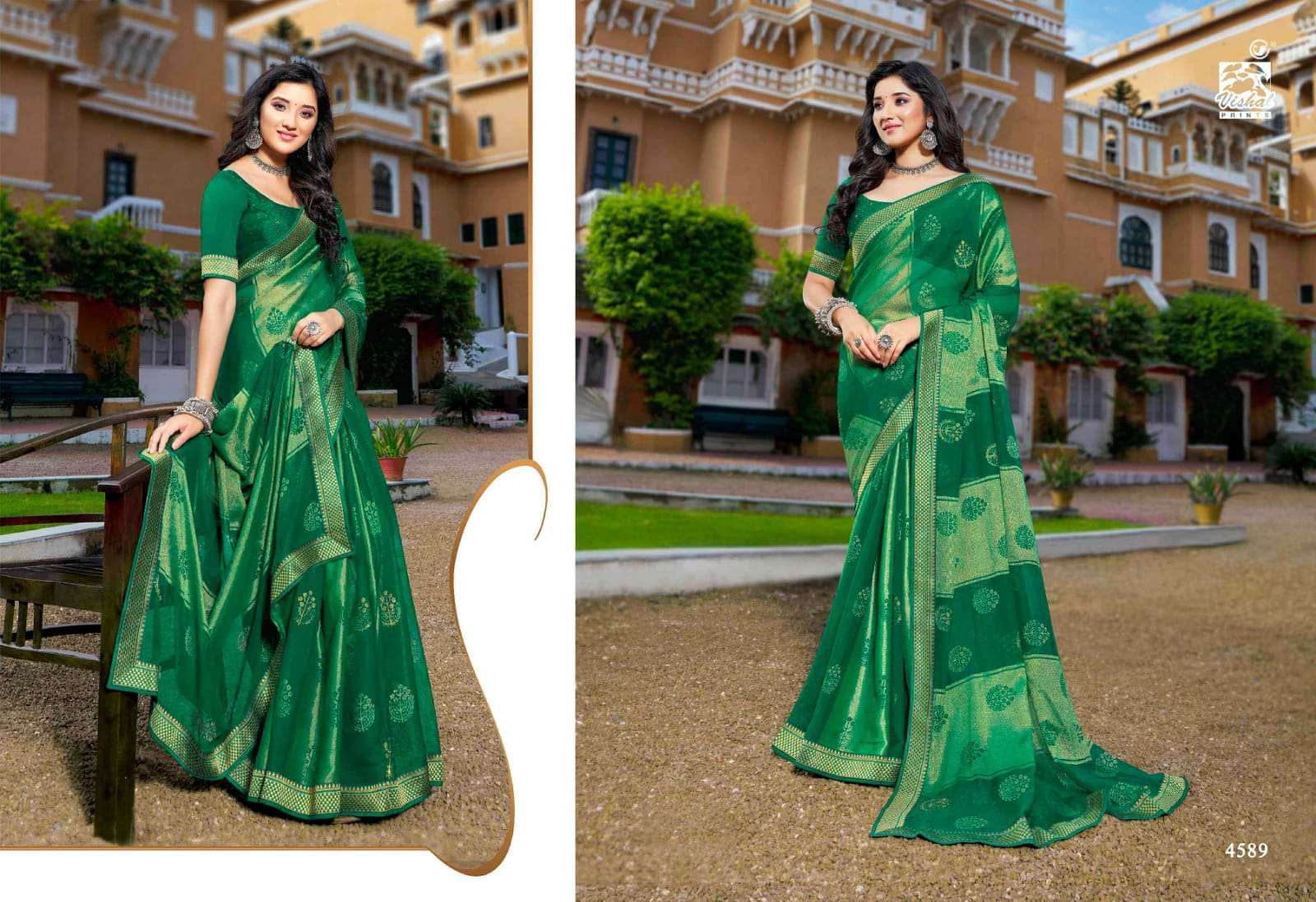 Vishal presents Nimrat georgette printed sarees catalog wholesaler 