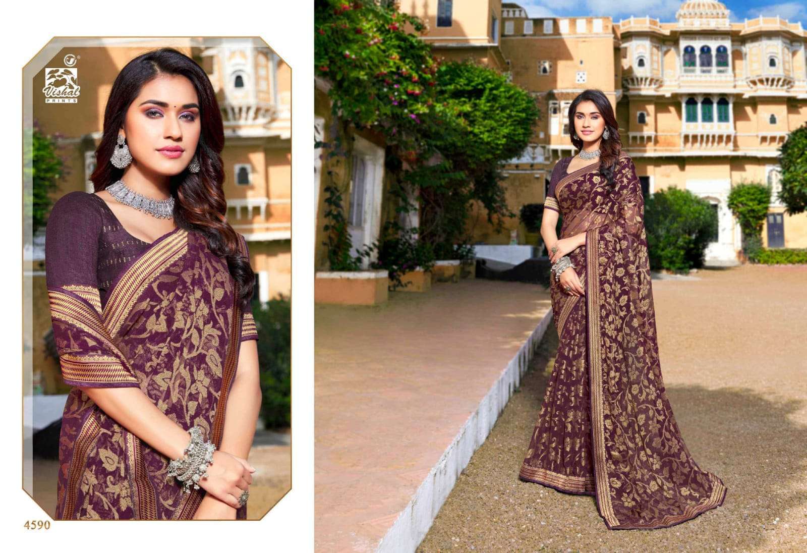 Vishal presents Nimrat georgette printed sarees catalog wholesaler 