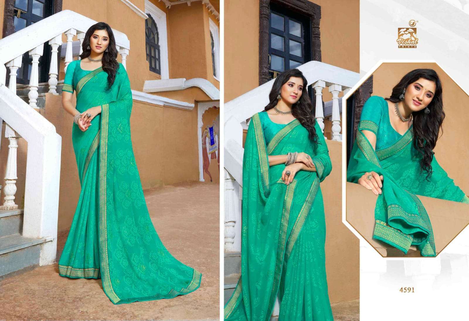 Vishal presents Nimrat georgette printed sarees catalog wholesaler 