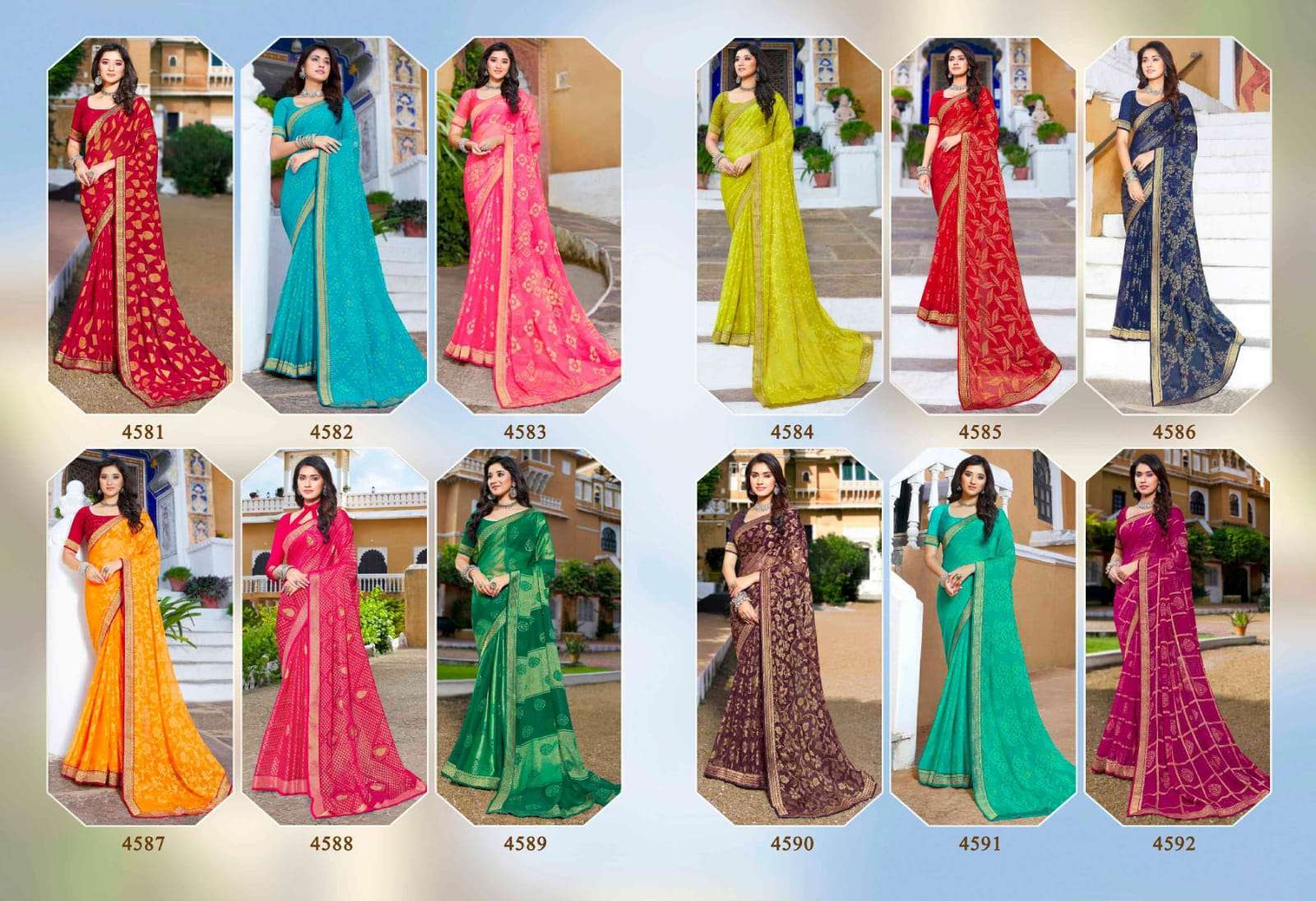 Vishal presents Nimrat georgette printed sarees catalog wholesaler 