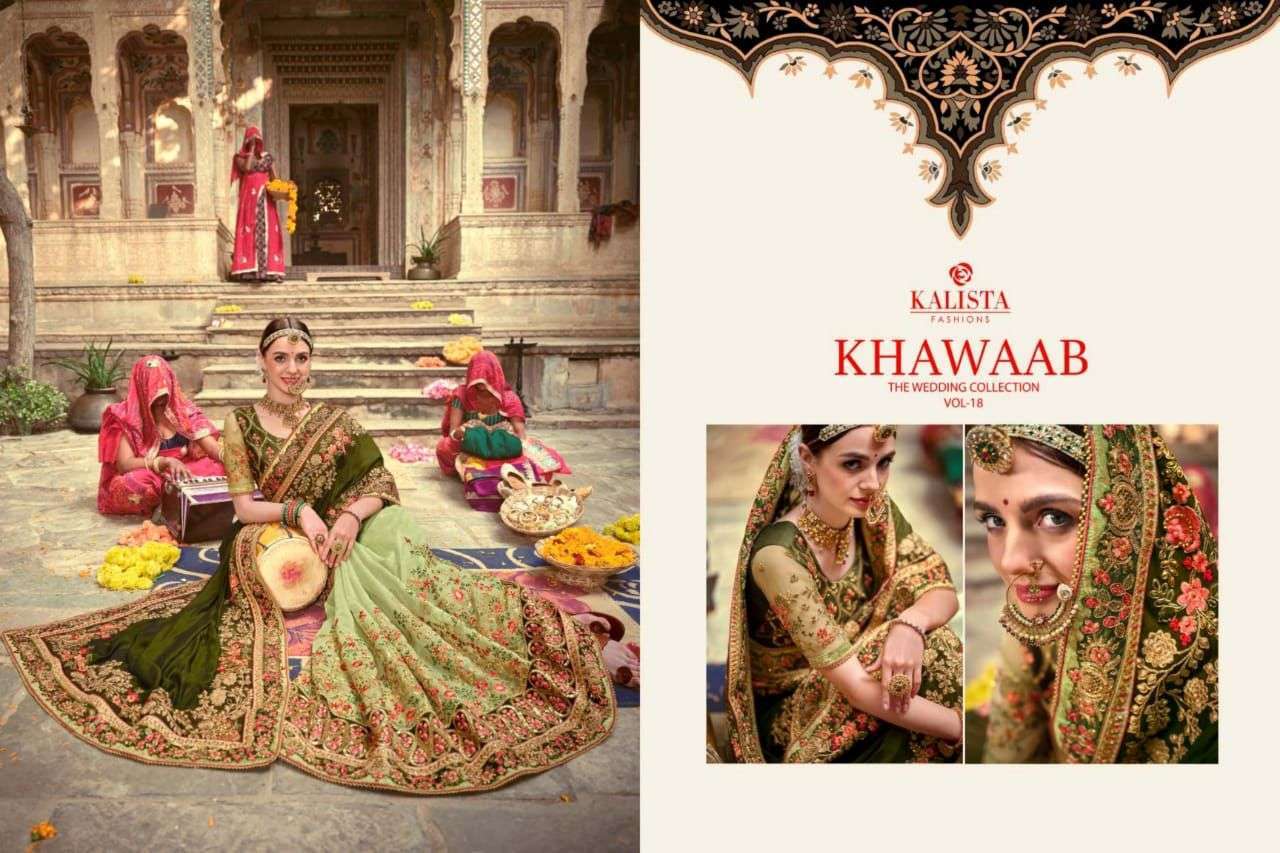 KALISTA PRESENTS KHWAAB VOL-18 GLASS ORGANZA DESIGNER SAREES CATALOG WHOLESALER