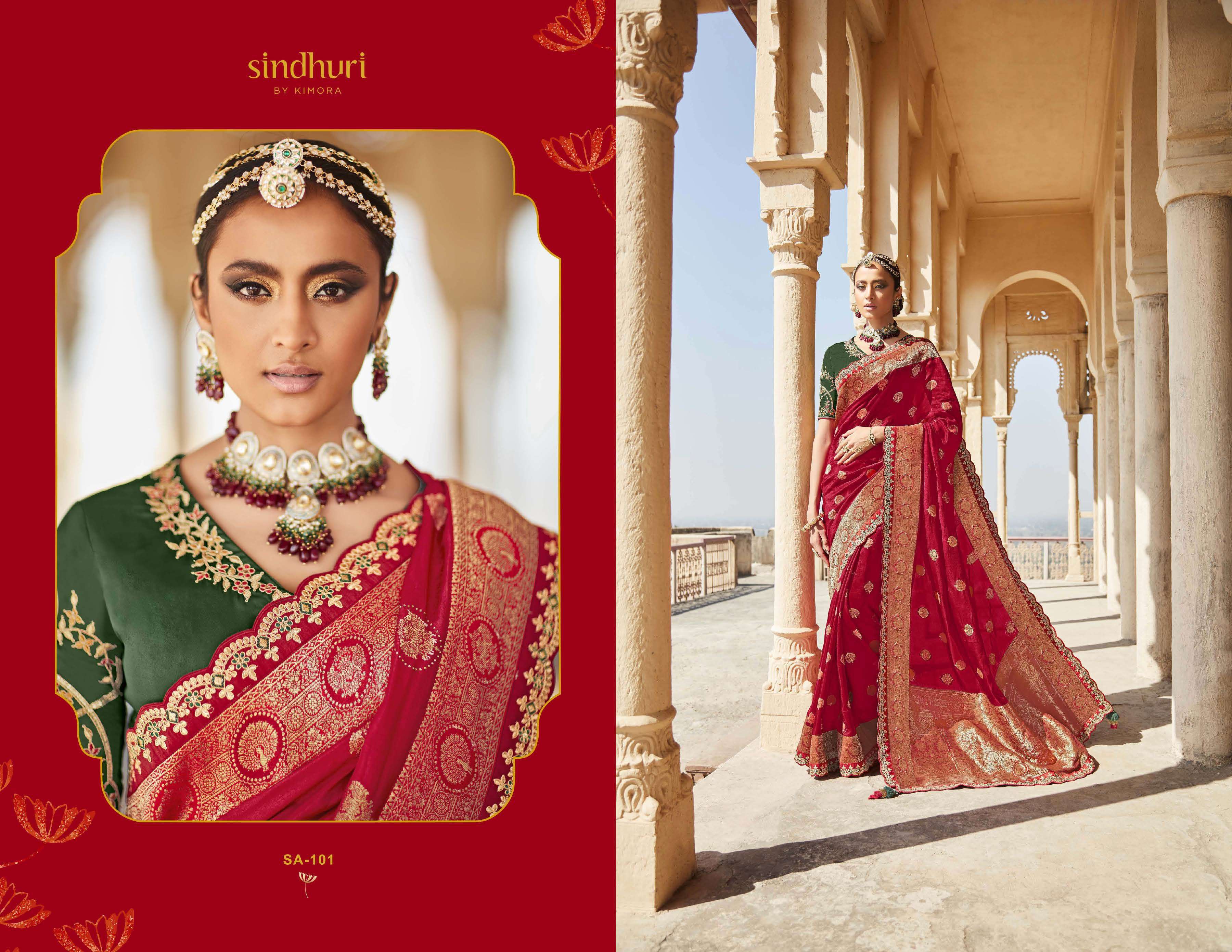 KIMORA SAREES PRESENTS RANI 101-109 SERIES SILK WEDDING SAREE INDIAN FESTIVE WEAR SAREES CATALOG WHOLESALER
