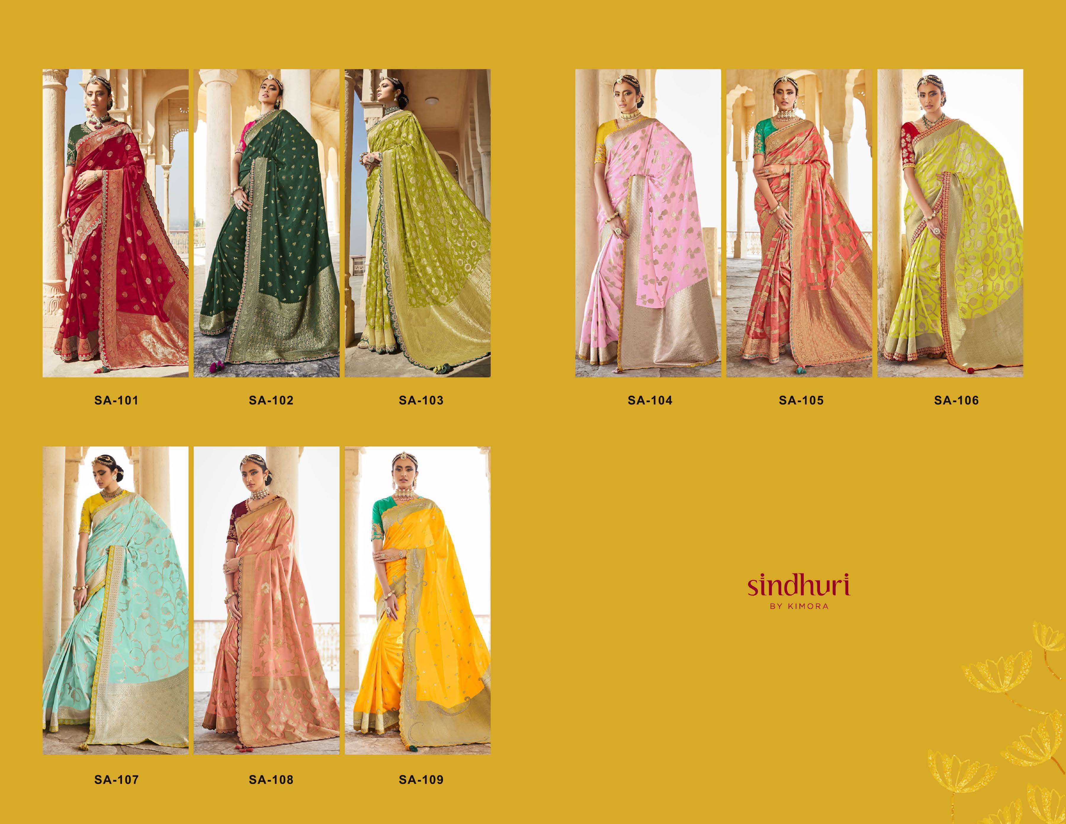 KIMORA SAREES PRESENTS RANI 101-109 SERIES SILK WEDDING SAREE INDIAN FESTIVE WEAR SAREES CATALOG WHOLESALER
