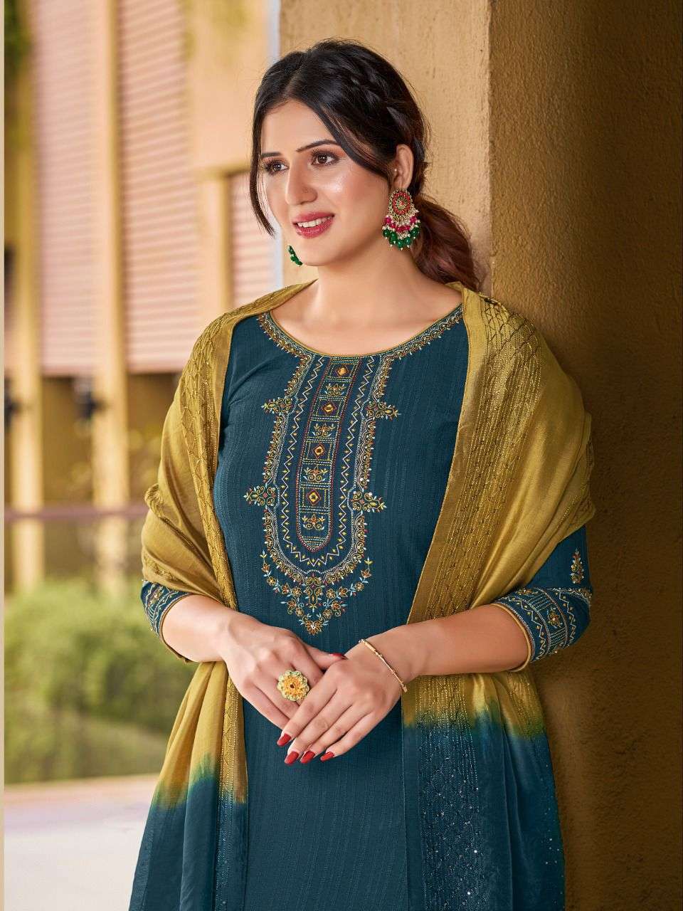 Fully Stitched Anarkali Kurti Palazzo Dupatta Suit Women Salwar Kameez -  AliExpress