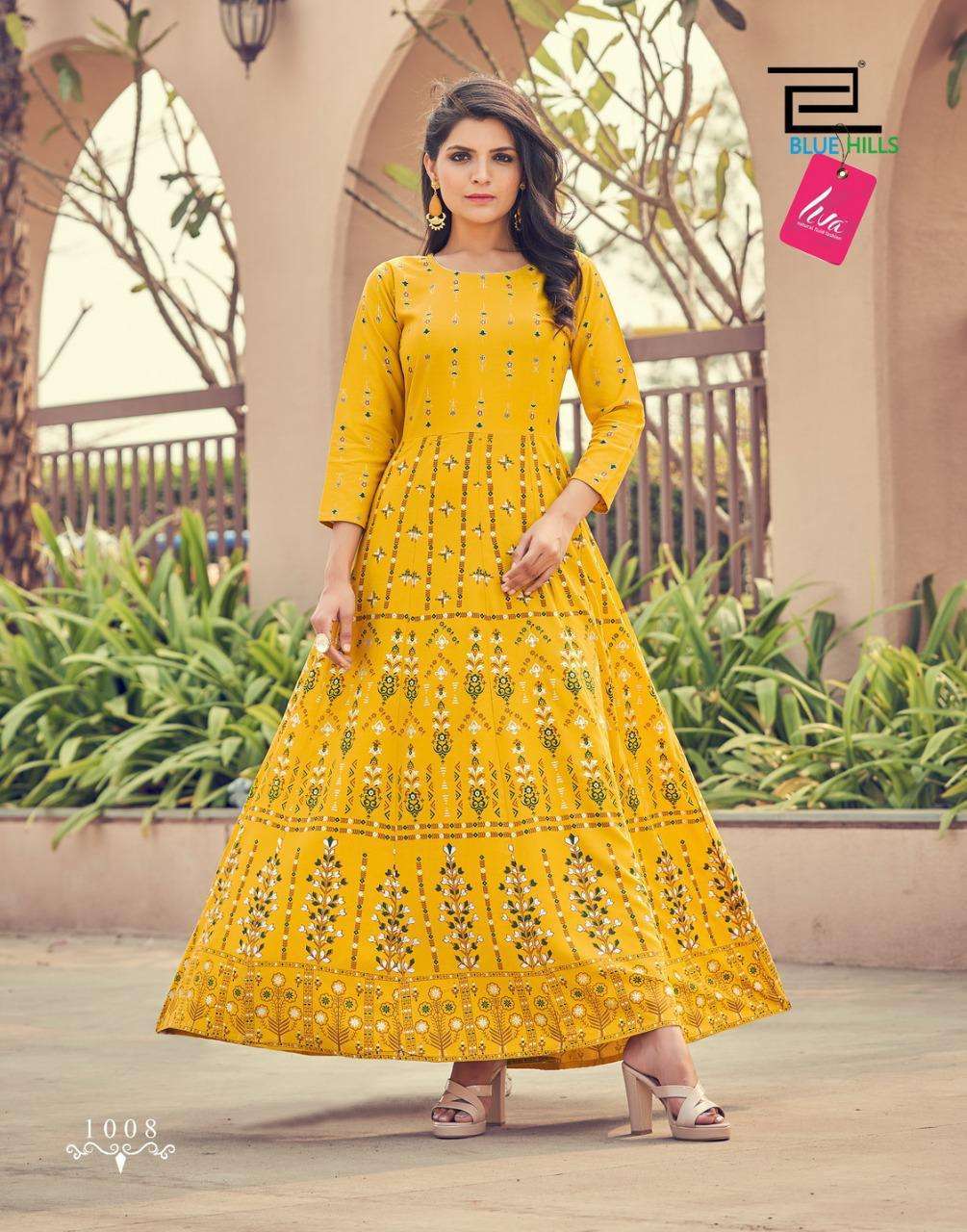 Haldi Function Special Georgette with fancy Look Designer Long Gown style  kurti collection