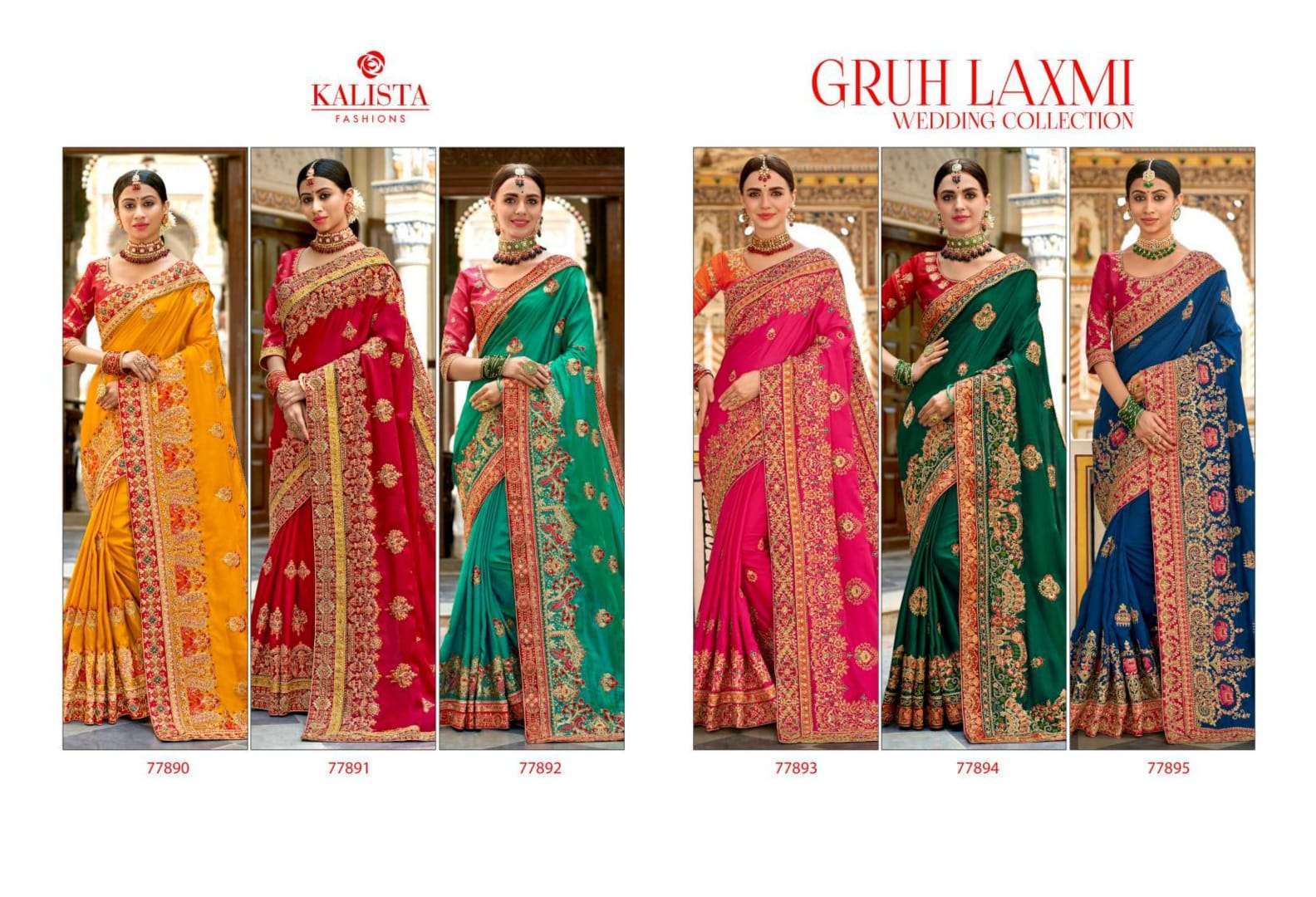  KALISTA PRESENTS GRUH LAXMI HEAVY EMBROIDERY FANCY SAREES CATALOG WHOLESALER