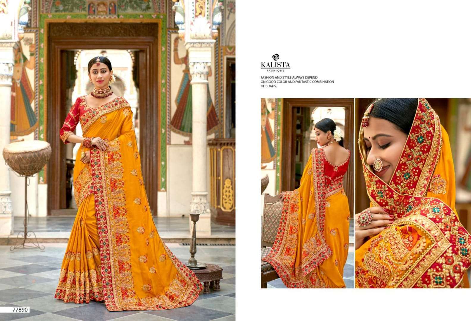  KALISTA PRESENTS GRUH LAXMI HEAVY EMBROIDERY FANCY SAREES CATALOG WHOLESALER