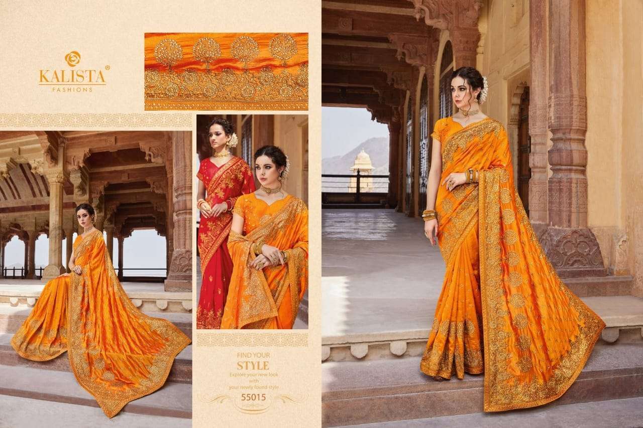 KALISTA PRESENTS VIRASAT GOLD VOL-3 VICHITRA SILK EMBROIDERY FANCY SAREES CATALOG WHOLESALER