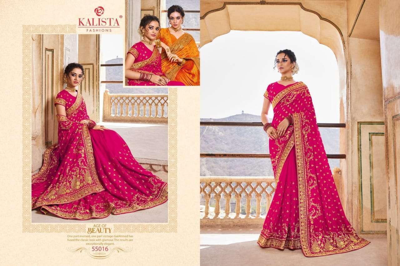 KALISTA PRESENTS VIRASAT GOLD VOL-3 VICHITRA SILK EMBROIDERY FANCY SAREES CATALOG WHOLESALER