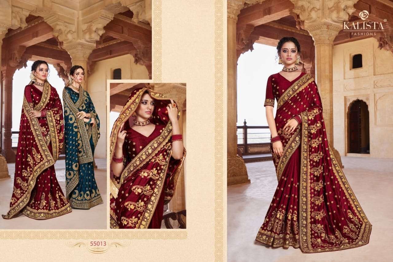 KALISTA PRESENTS VIRASAT GOLD VOL-3 VICHITRA SILK EMBROIDERY FANCY SAREES CATALOG WHOLESALER