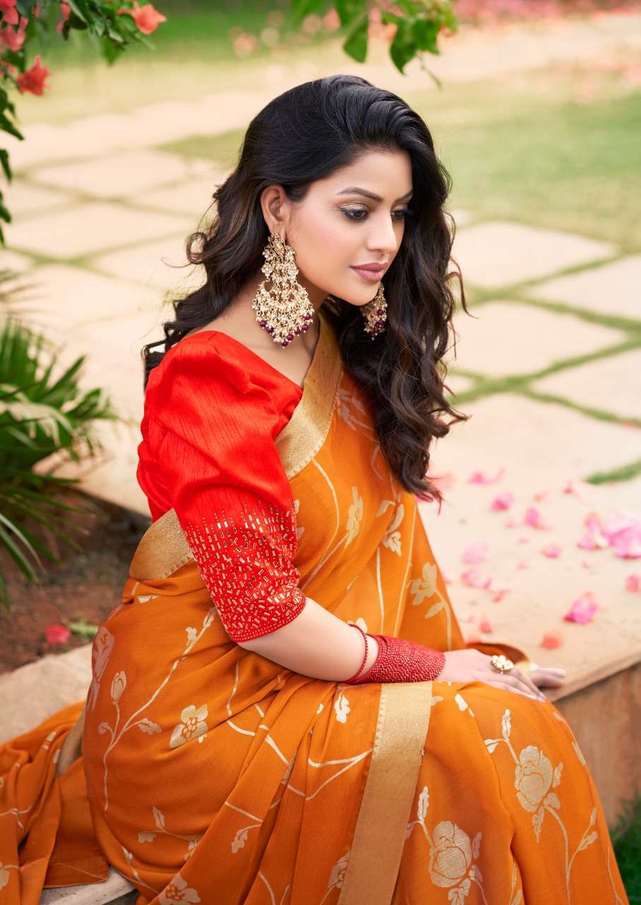 KASHVI PRESENTS KIARA FANCY SAREES WITH STONE WORK BLOUSE PATTERN CATALOG WHOLESALER 