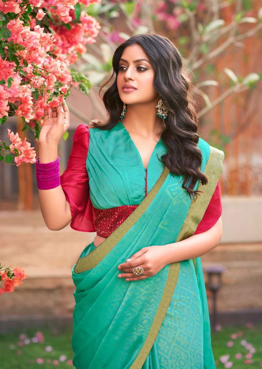 KASHVI PRESENTS KIARA FANCY SAREES WITH STONE WORK BLOUSE PATTERN CATALOG WHOLESALER 