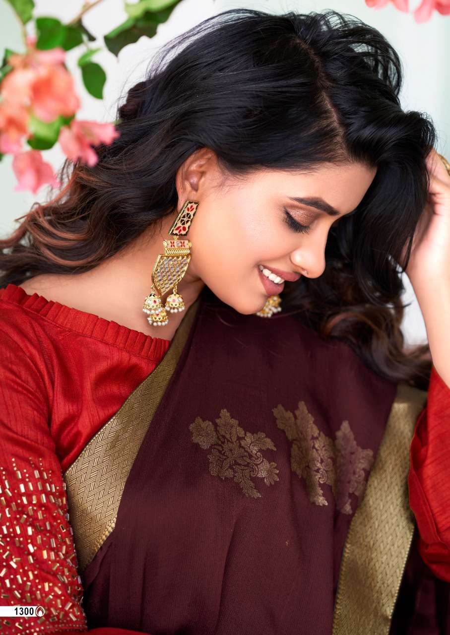 KASHVI PRESENTS KIARA FANCY SAREES WITH STONE WORK BLOUSE PATTERN CATALOG WHOLESALER 