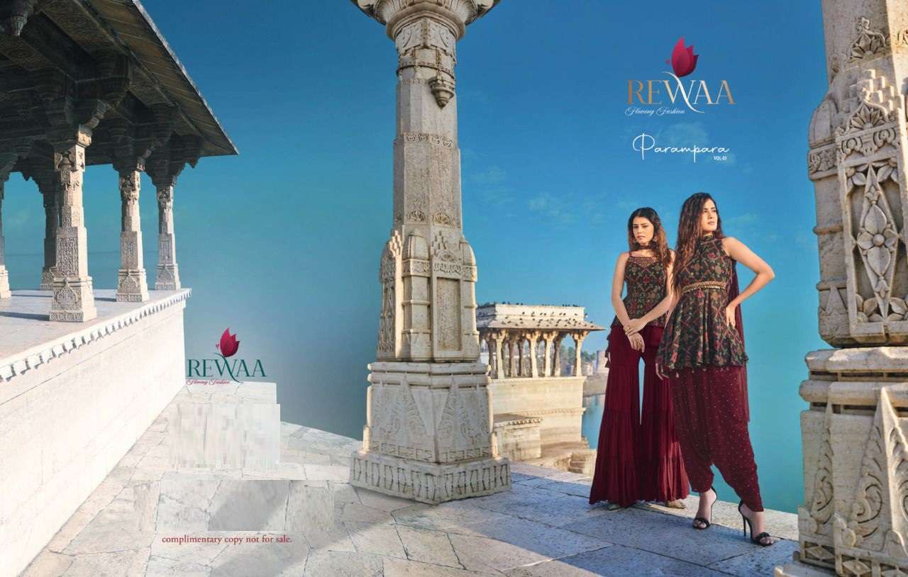 REWAA PRESENTS PARAMPARA VOL-1 HIT DESIGNS L-SIZE FANCY CROP TOP CATALOG WHOLESALER 