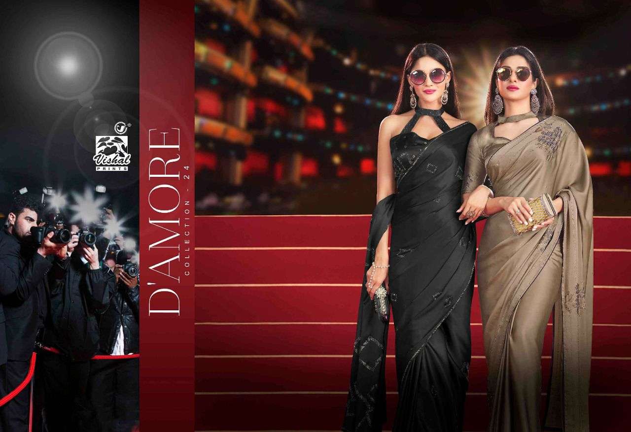 VISHAL FASHION PRESENTS DAMORE COLLECTION VOL-24 FANCY PARTY WEAR SAREES CATALOG WHOLESALER