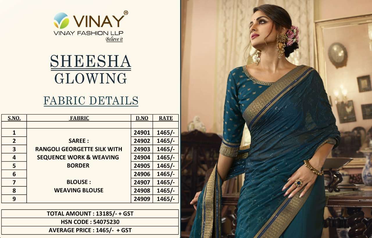 Vinay fashion presents Glowing georgette designer sarees catalog collection 