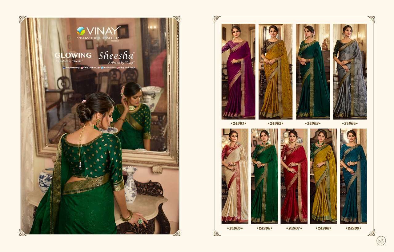 Vinay fashion presents Glowing georgette designer sarees catalog collection 