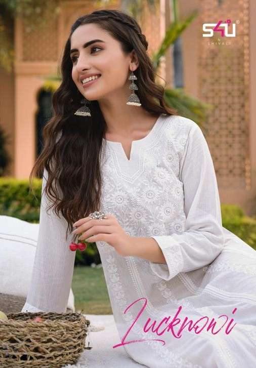S4u presents Lucknowi vol-2 viscose Rayon designer Lucknowi work kurtis catalog collection 