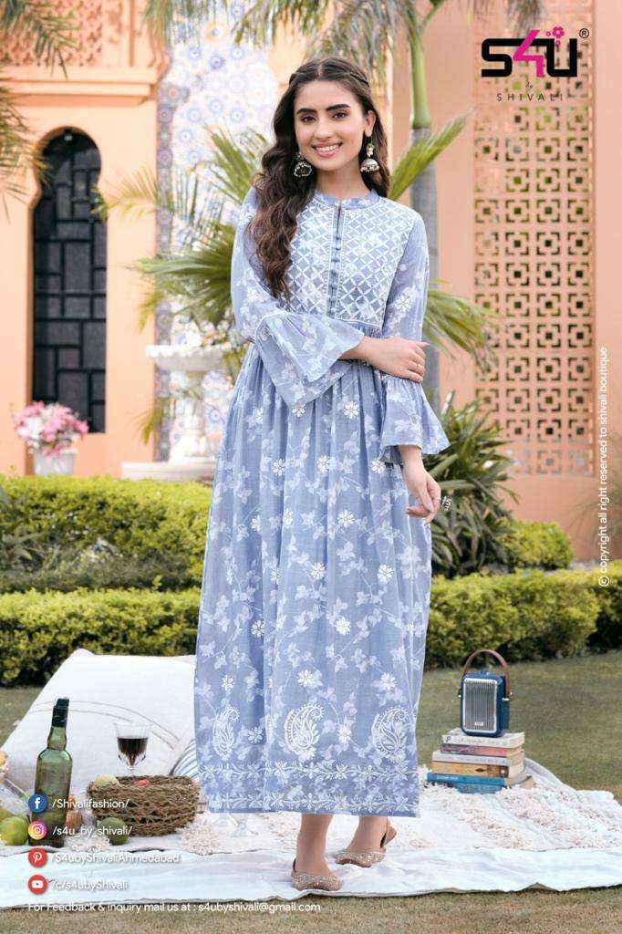 S4u presents Lucknowi vol-2 viscose Rayon designer Lucknowi work kurtis catalog collection 