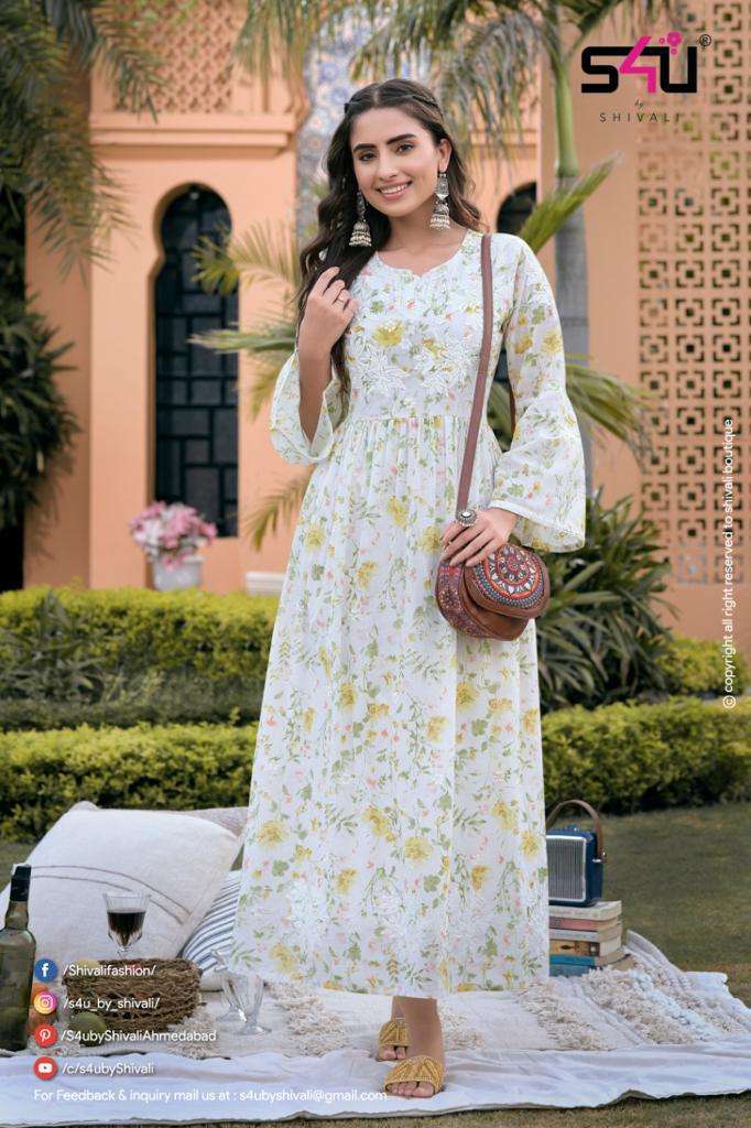 S4u presents Lucknowi vol-2 viscose Rayon designer Lucknowi work kurtis catalog collection 