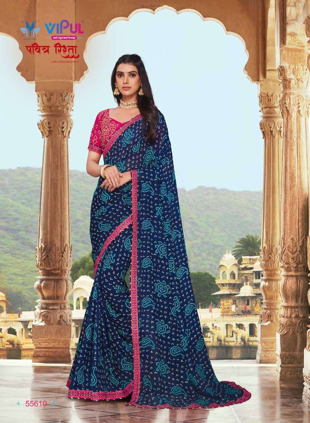 Vipul present Cat- 418 Polo Juliet Banarasi border saree collection