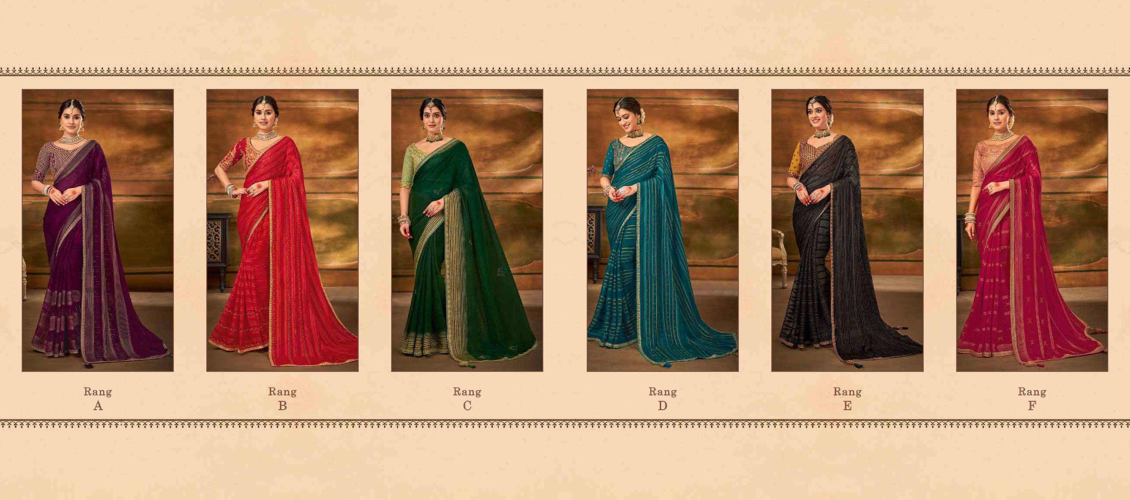 RAJGURU PRESENTS RANG DESINGER PARTYWEAR SAREES CATALOG WHOLESALER AND EXPORTERS IN SURAT