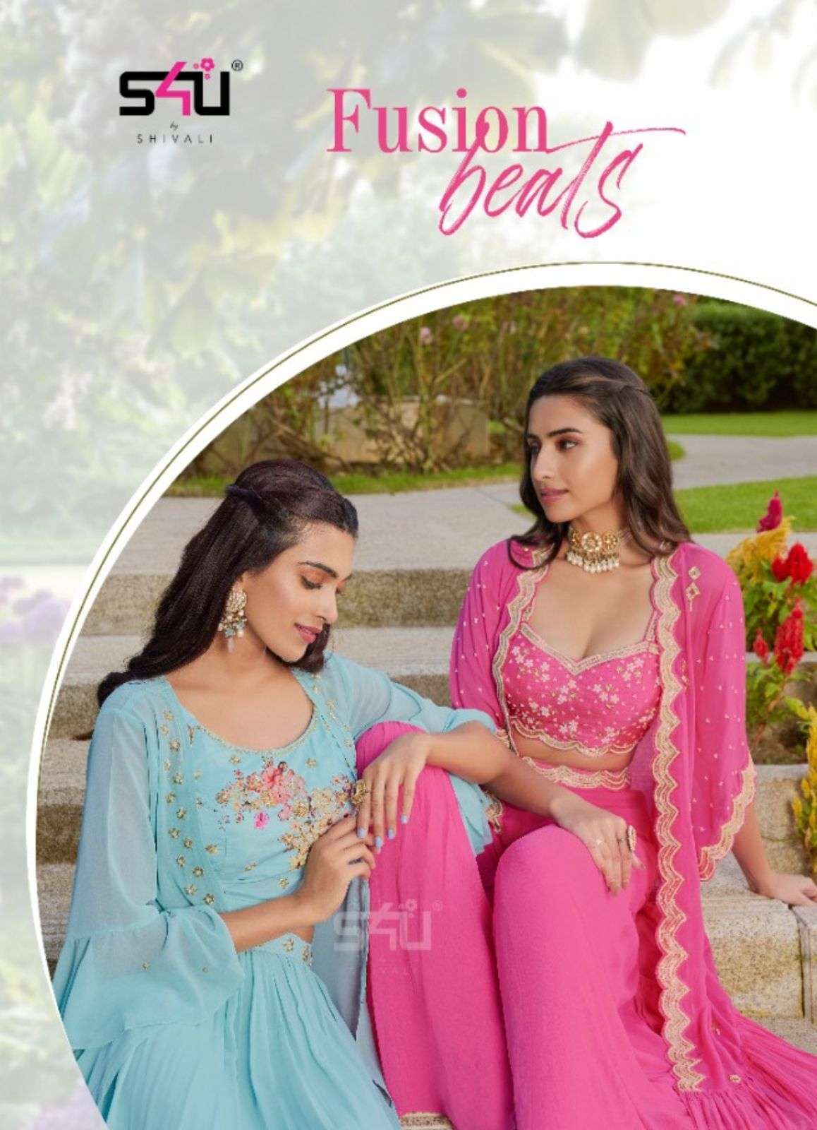 S4u presents Fusion Beats pure georgette designer crop top catalog wholesaler 