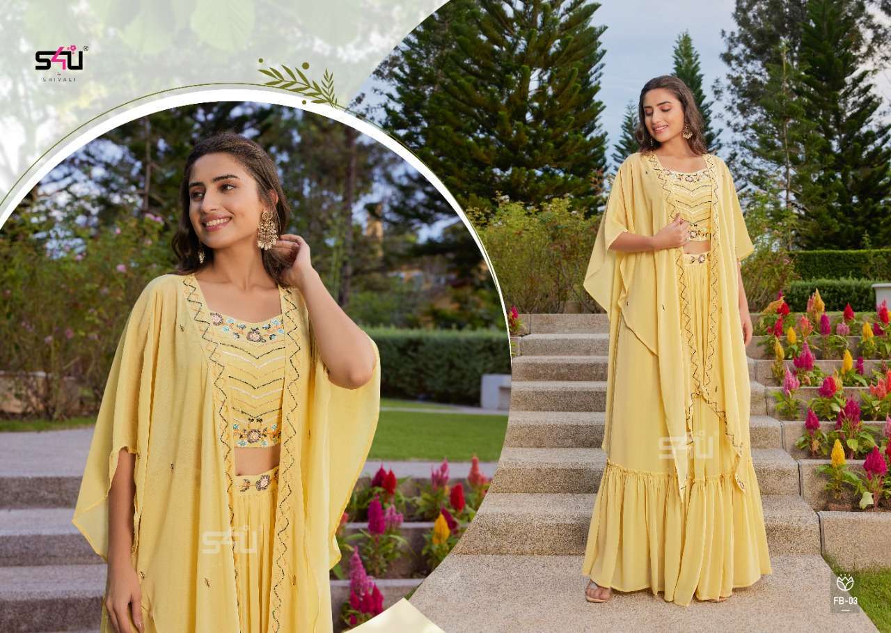 S4u presents Fusion Beats pure georgette designer crop top catalog wholesaler 