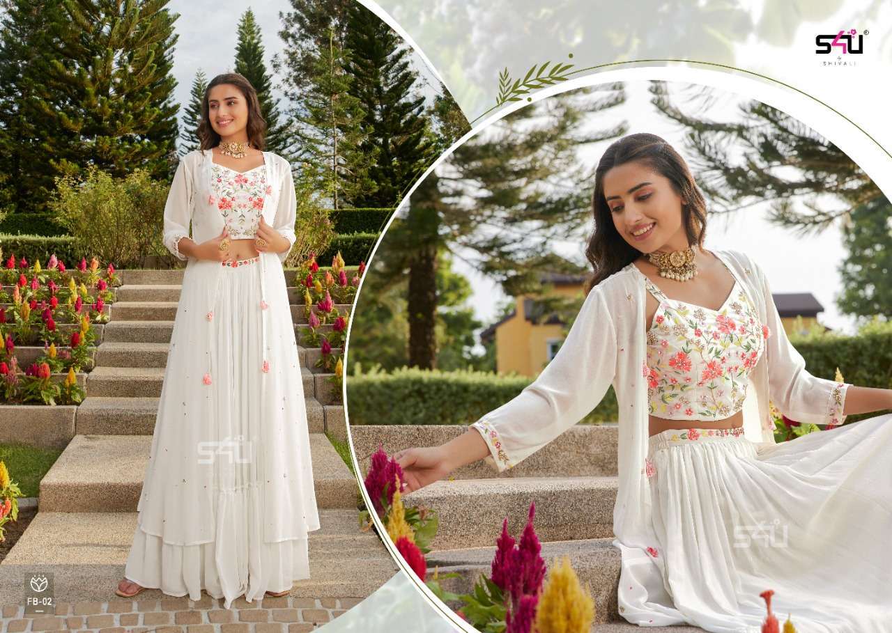 S4u presents Fusion Beats pure georgette designer crop top catalog wholesaler 