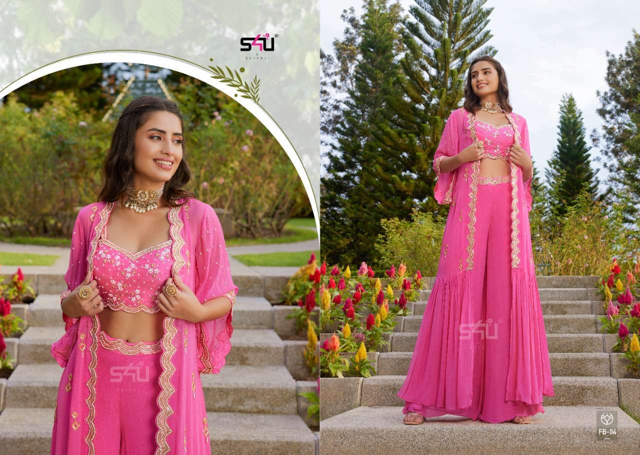 S4u presents Fusion Beats pure georgette designer crop top catalog wholesaler 