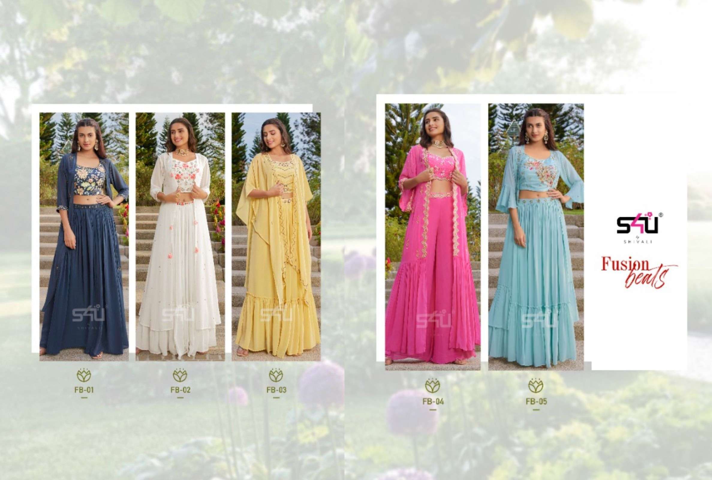 S4u presents Fusion Beats pure georgette designer crop top catalog wholesaler 