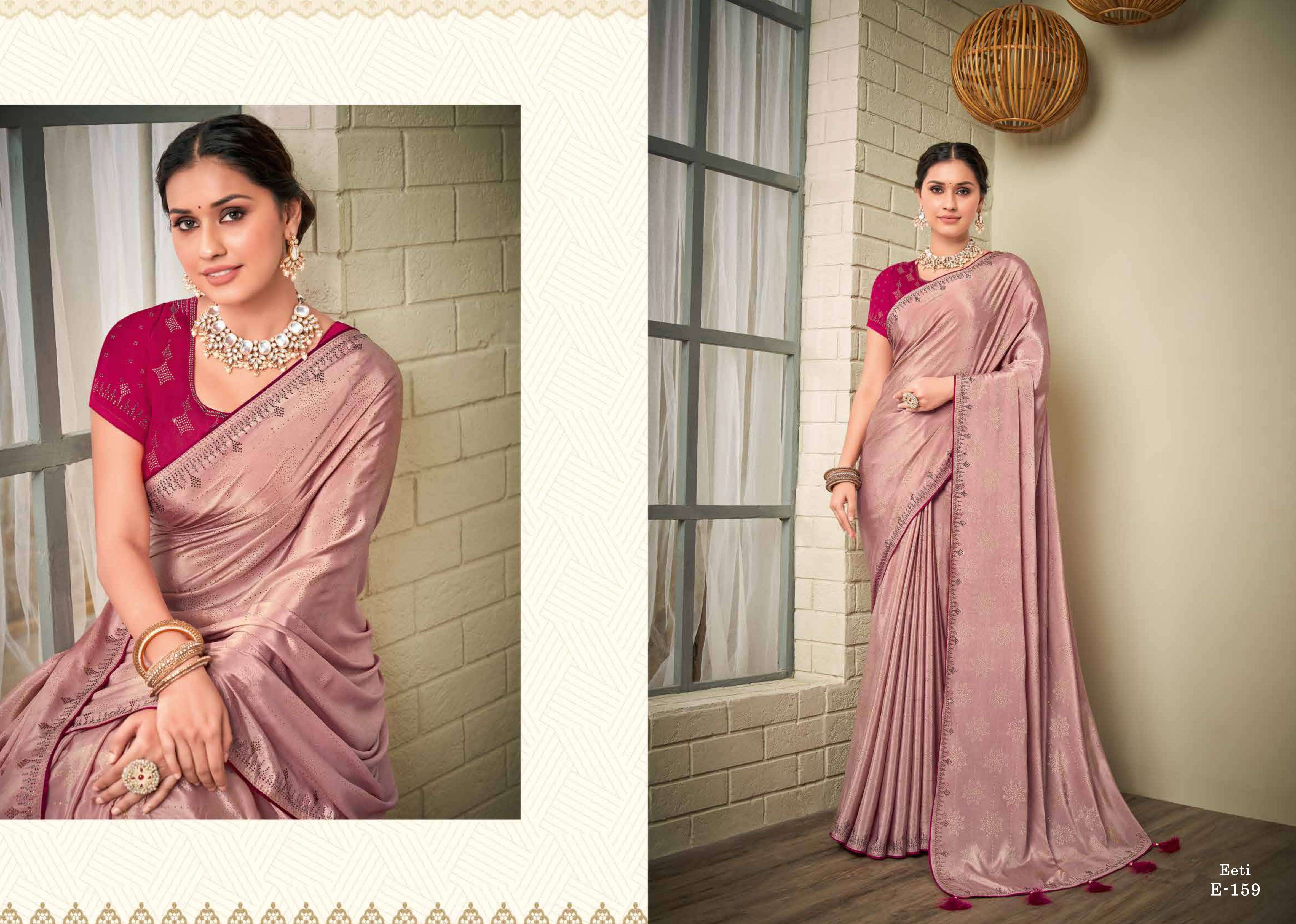RAJGURU PRESENTS EETI FANCY SILK SAREES WITH SWAROVSKI WORK CATALOG WHOLESALER 