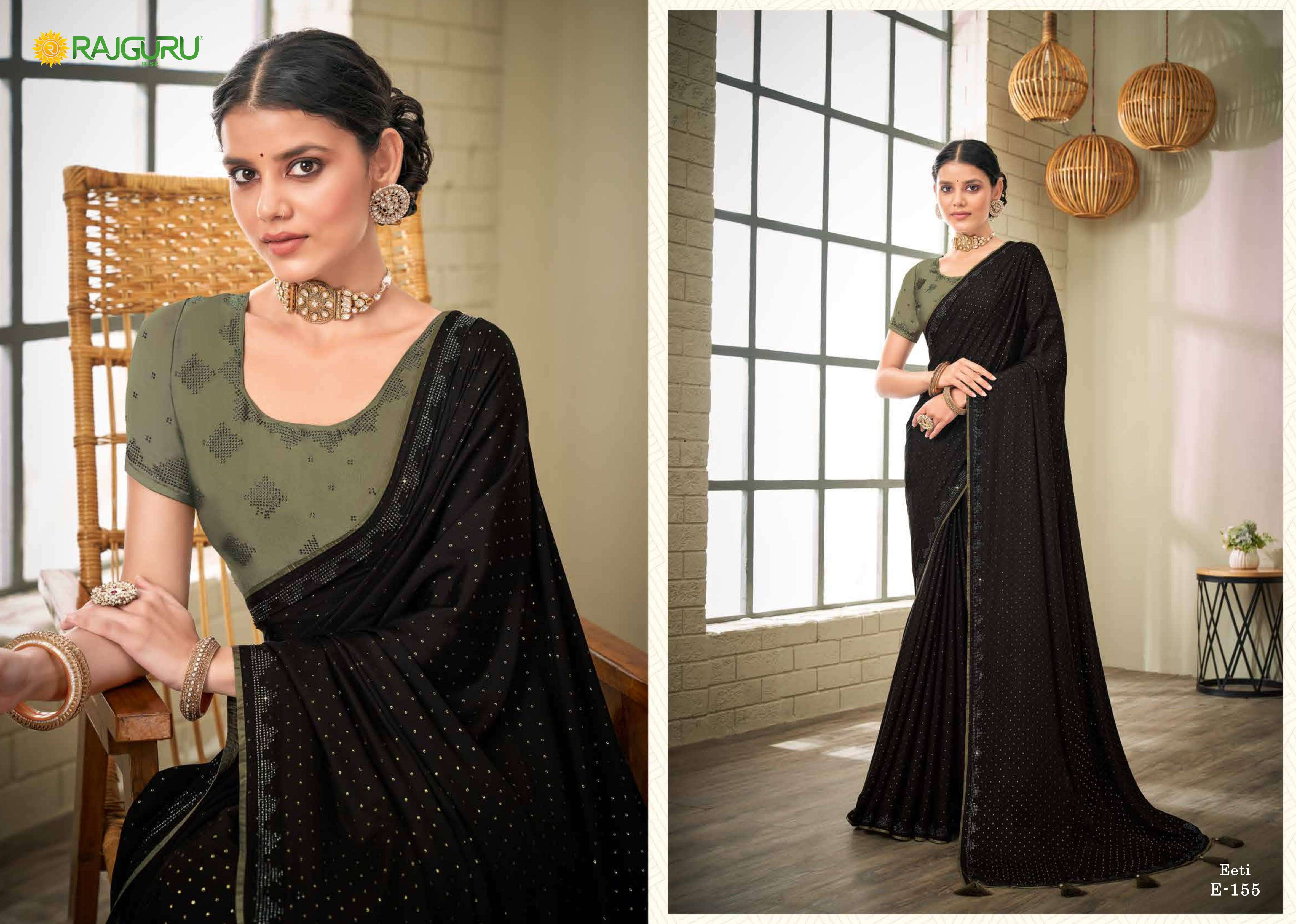 RAJGURU PRESENTS EETI FANCY SILK SAREES WITH SWAROVSKI WORK CATALOG WHOLESALER 