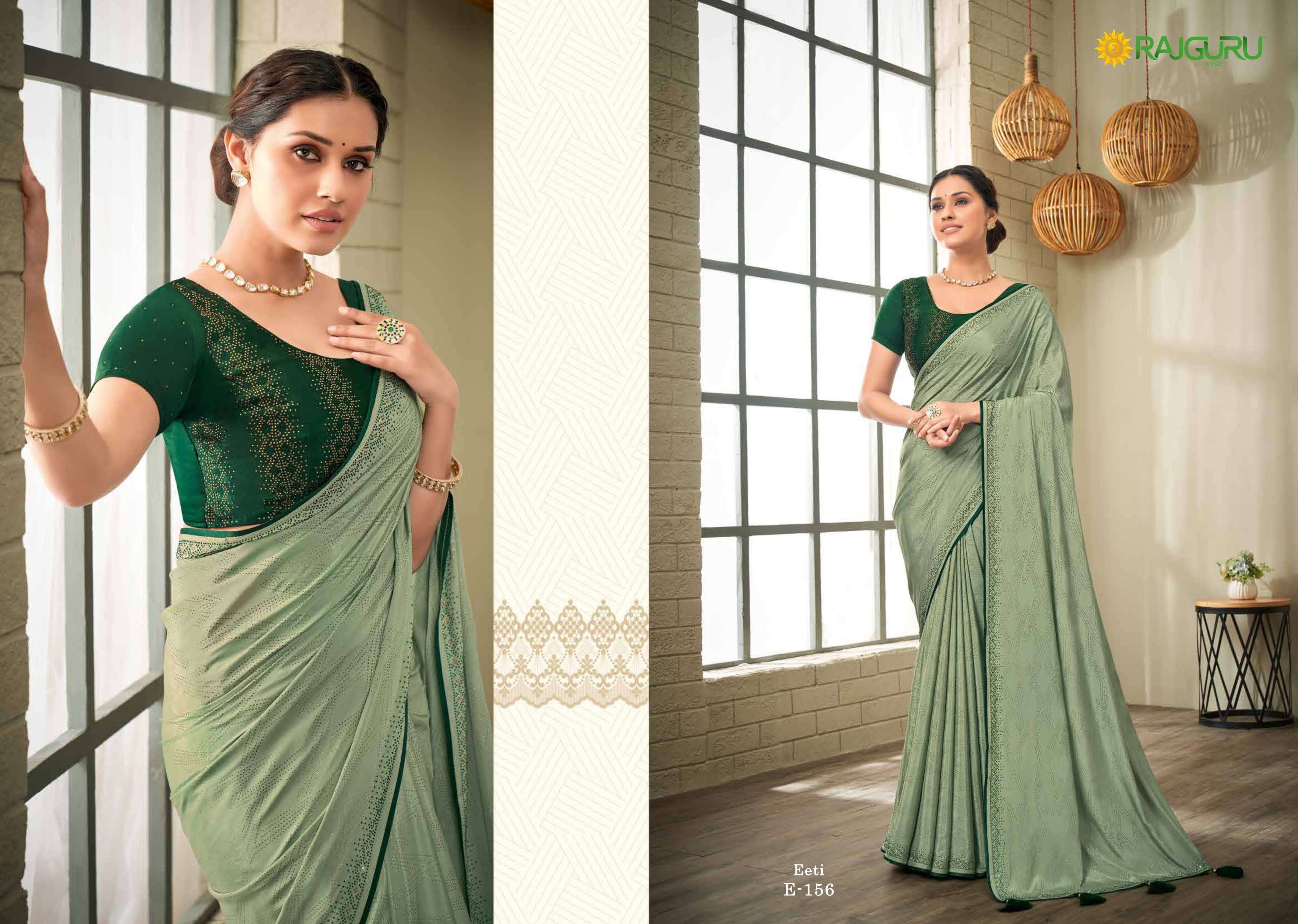 RAJGURU PRESENTS EETI FANCY SILK SAREES WITH SWAROVSKI WORK CATALOG WHOLESALER 