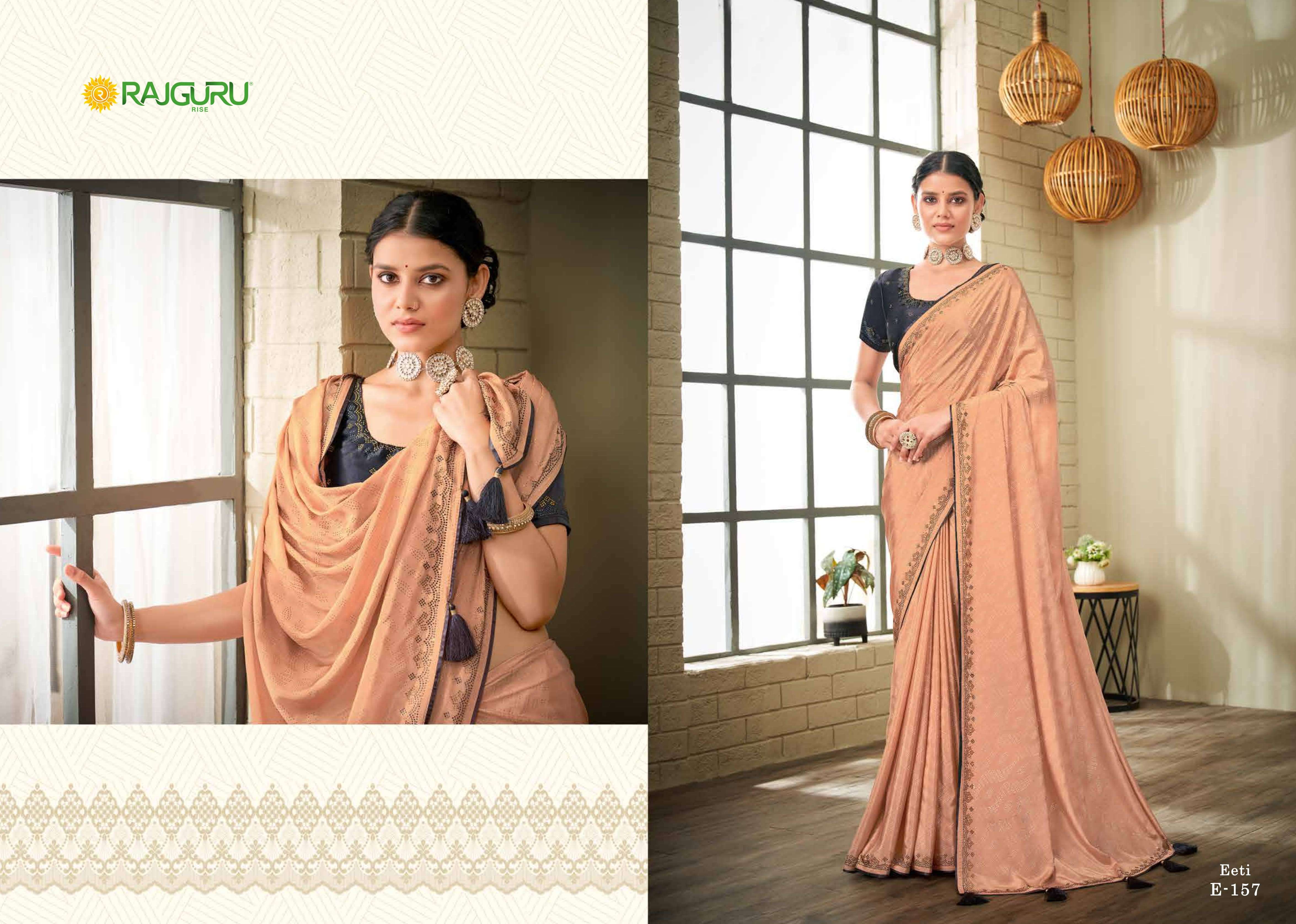 RAJGURU PRESENTS EETI FANCY SILK SAREES WITH SWAROVSKI WORK CATALOG WHOLESALER 